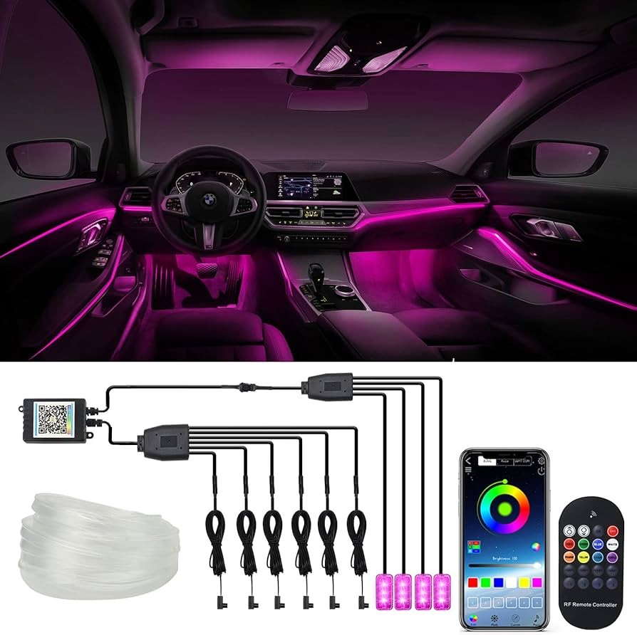 Interior LED Ambient Lighting Kit for Car (64 Colors)