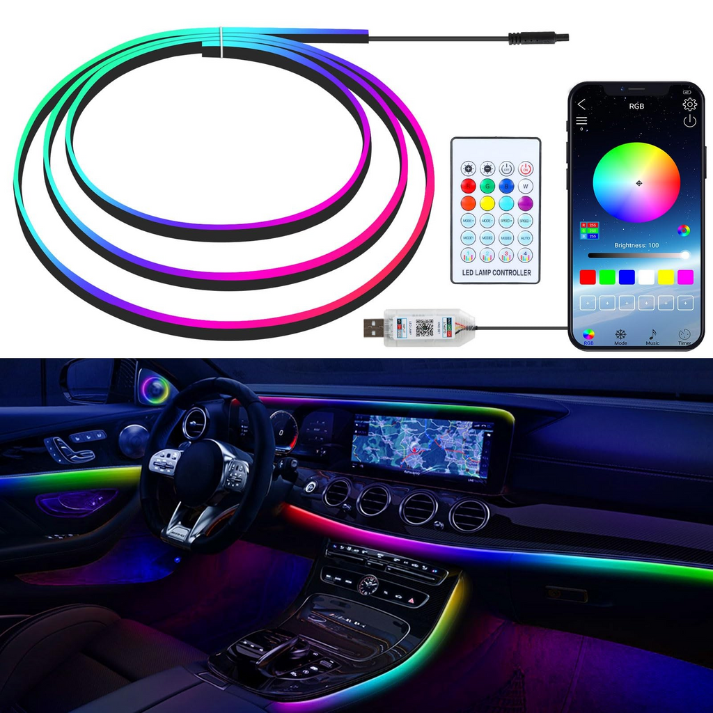 Interior LED Ambient Lighting Kit for Car (64 Colors)